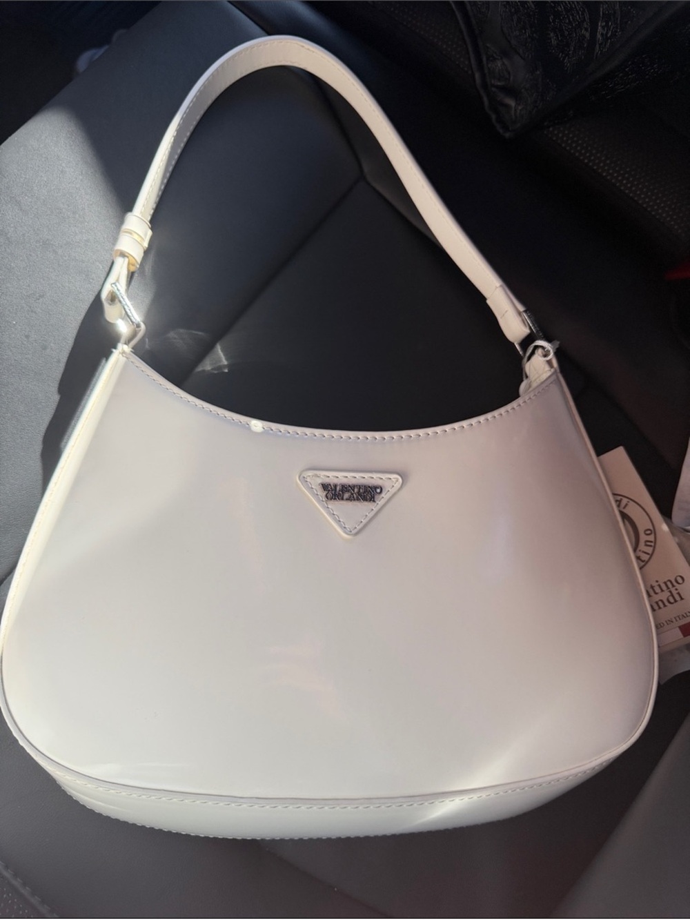 Valentino Orlandi White Patent Leather Shoulder Bag